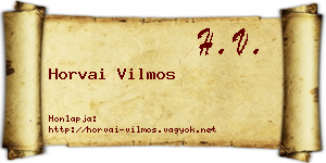 Horvai Vilmos névjegykártya